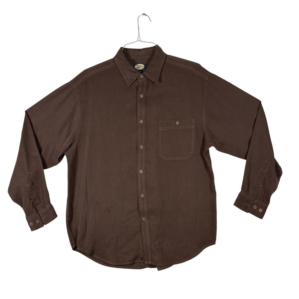 Tommy Bahama Mens Brown 100% Tencel Long Sleeve Button Down Shirt M 34-T30052